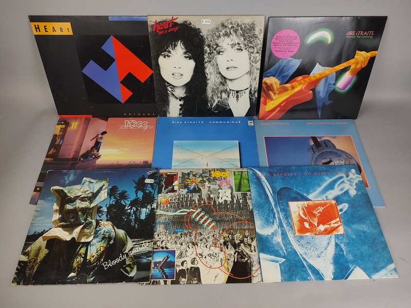 LP-skivor 9 st, Heart, Dire Straits & 10 CC