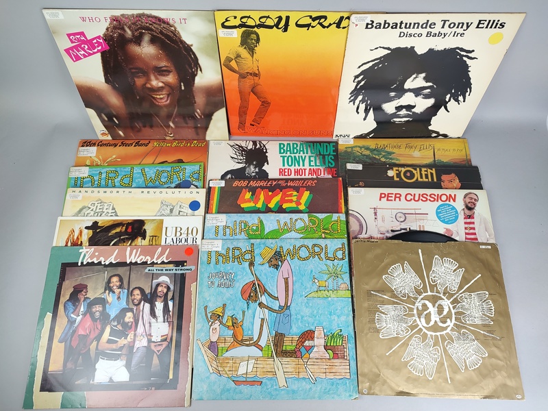 LP-skivor 16 st, bl.a. Bob Marley, Third World, Babatunde Tony Ellis m.fl.