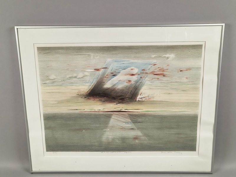 Färglitografi, Bertil Berg, signerad