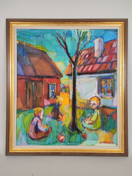 Olja på duk, Bo Nilsson, signerad
