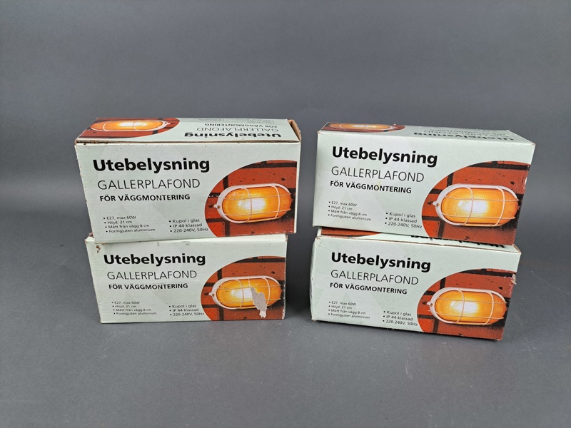 Utebelysning, gallerplafond 4 st, obegagnade