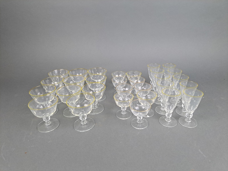Likörglas, slipad dekor & guldkant