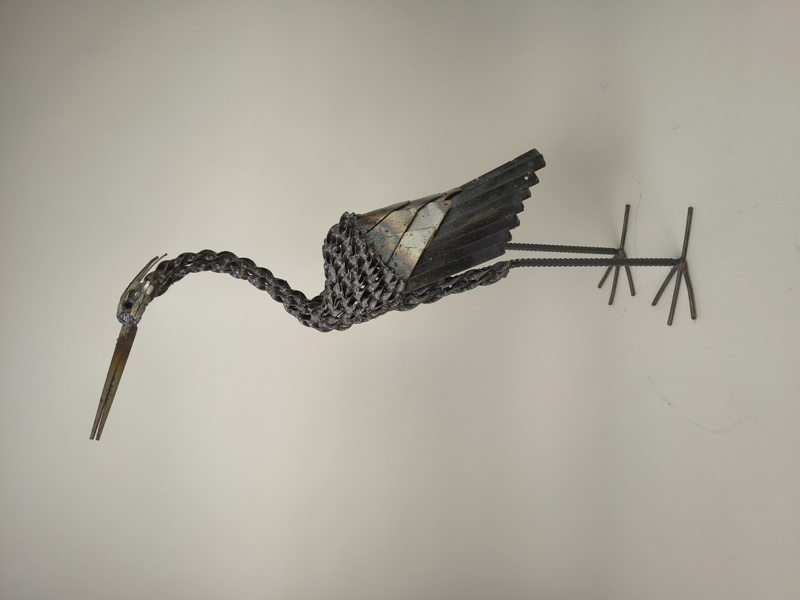Skulptur, fågel, metall