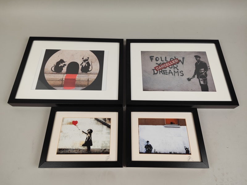 Offsettryck 4 st, efter Banksy