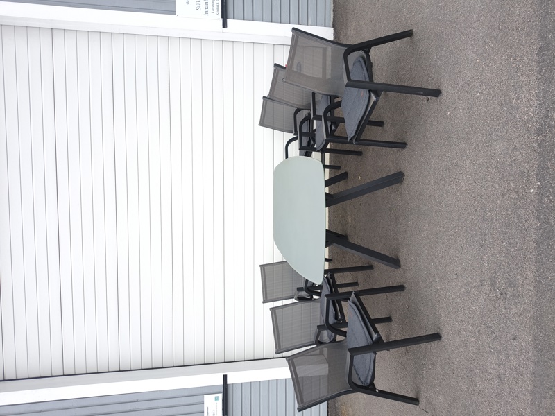 Utemöblemang, glas & lättmetall, 7 delar