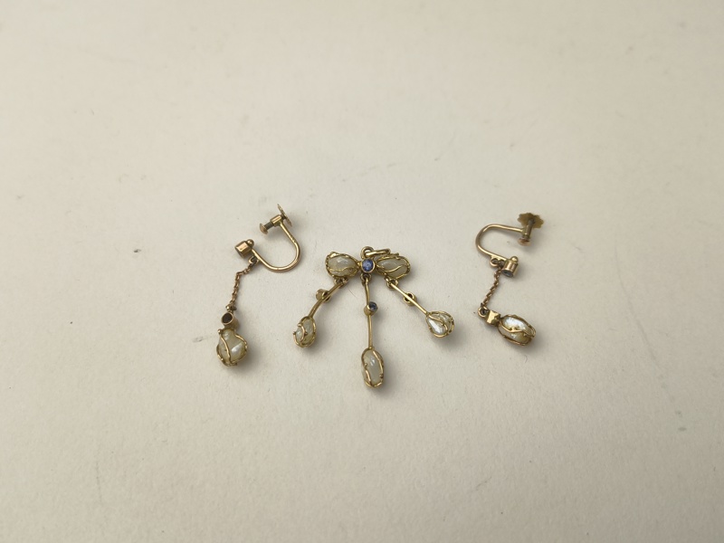 Örhänge & hänge, 14 k Guld Art Deco