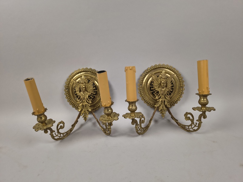  Vägglampetter, fransk empire-stil, par mässing