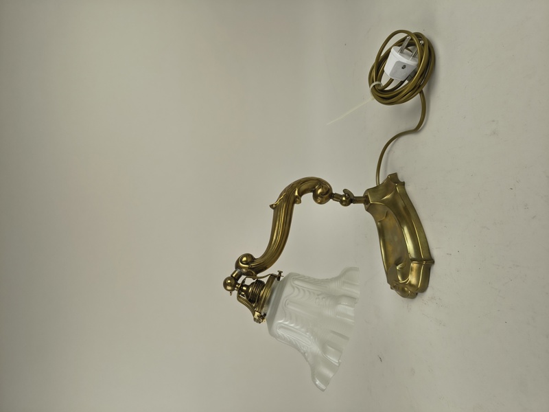 Pianolampa/Bordslampa, mässing & glas
