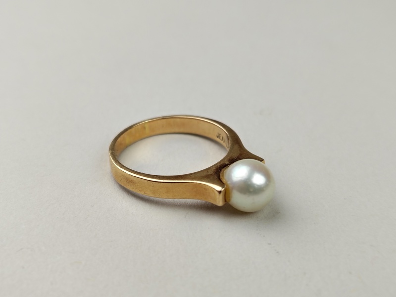 Ring, Jean Laglye, 14 k Guld med pärla