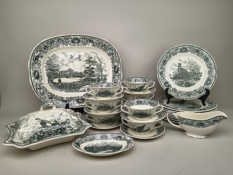 Matservis med buljongkoppar, "Mason's Game Birds", Mason England