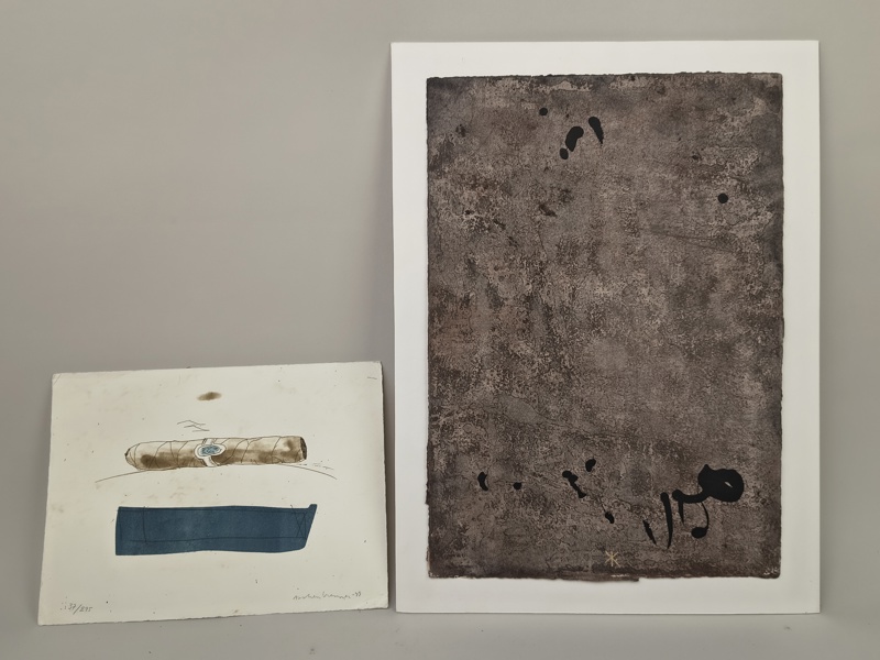 Litografi & akvarell bl.a. Lennart Aschenbrenner, signerad