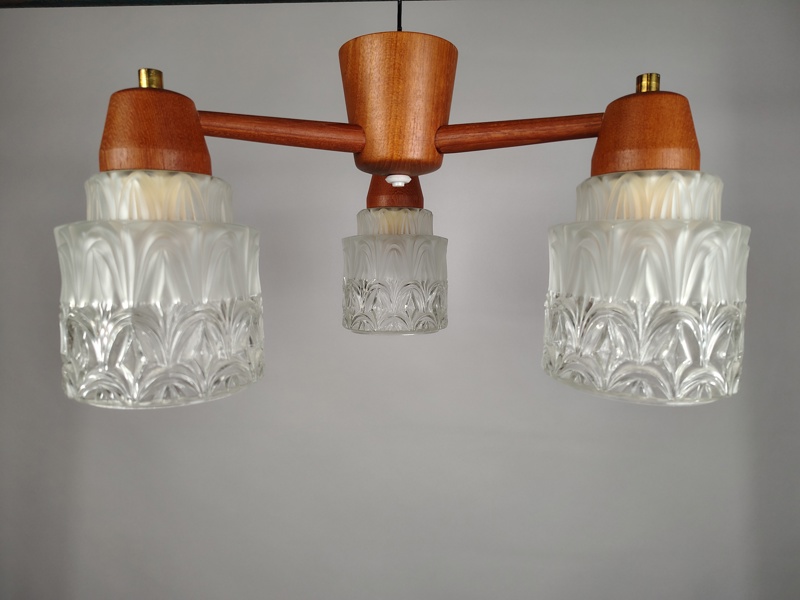 Taklampa, teak 3-armad