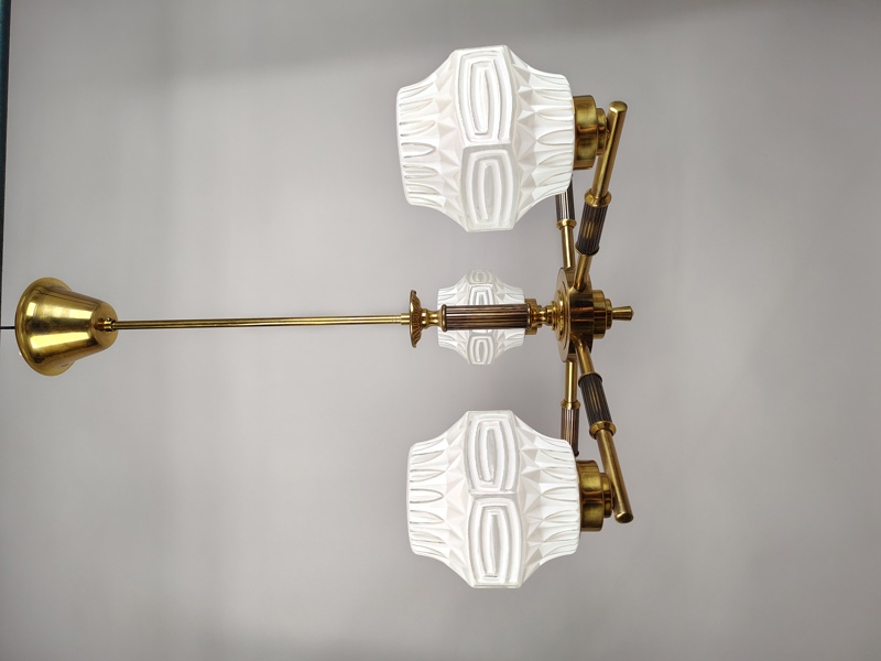 Taklampa, glas & mässing, 1960-/1970-tal