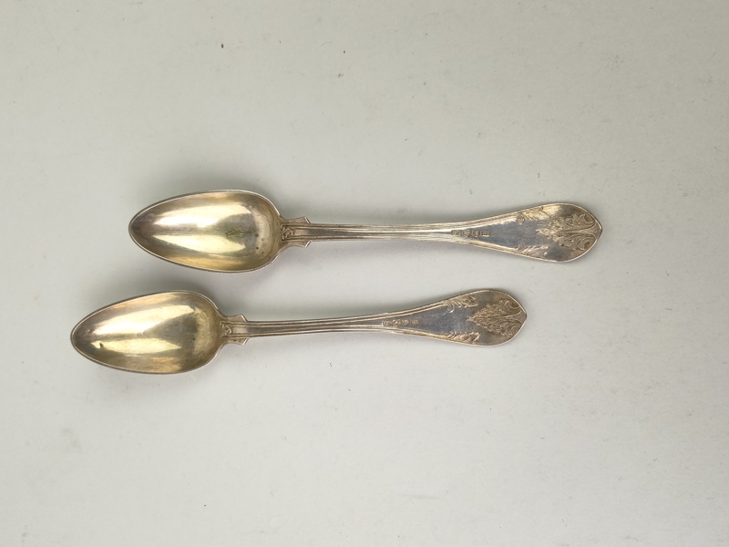 Teskedar 2 st, Silver, 1800-tal