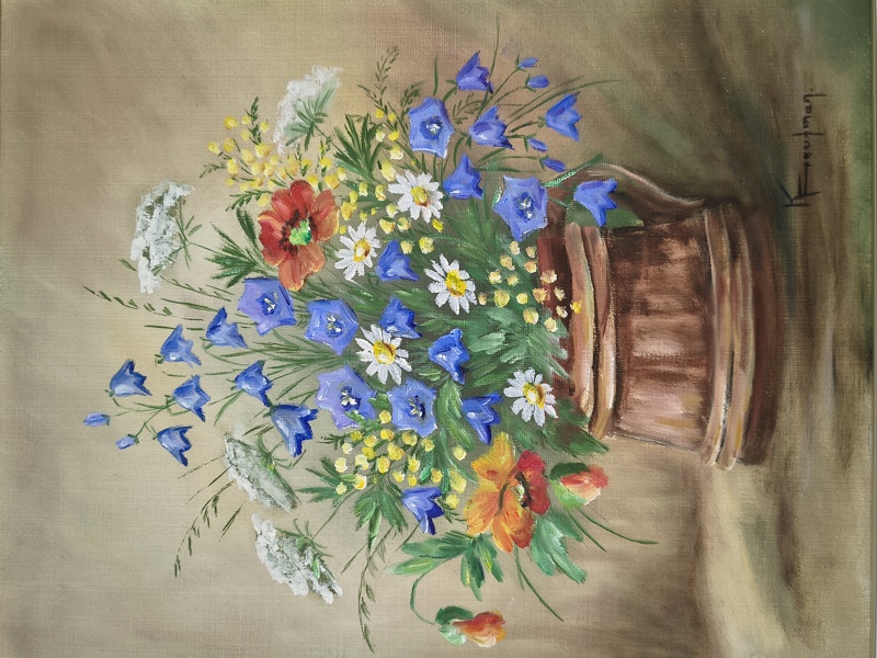 Olja på duk, Stilleben, Kerstin Grufman, signerad