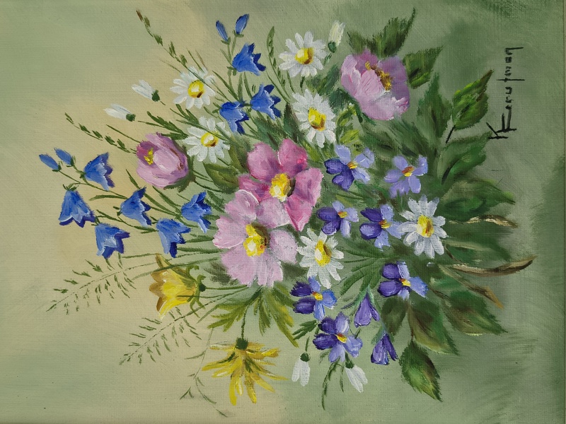 Olja på duk, Stilleben, Kerstin Grufman, signerad