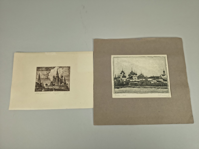 Träsnitt 2 st, , vasilijkatedralen & I Istanbul
