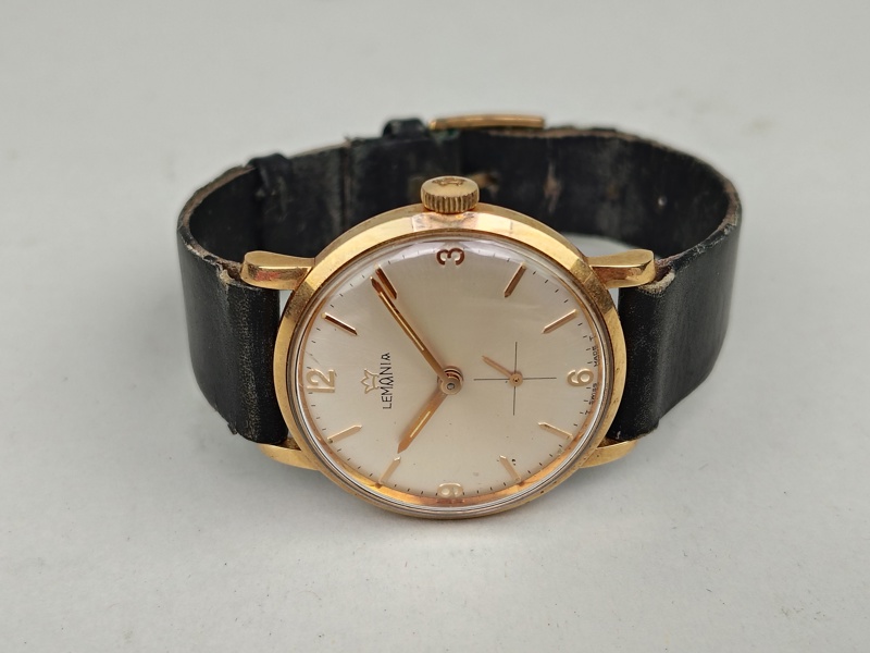Armbandsur, Lemania, manuell, Guld på stål