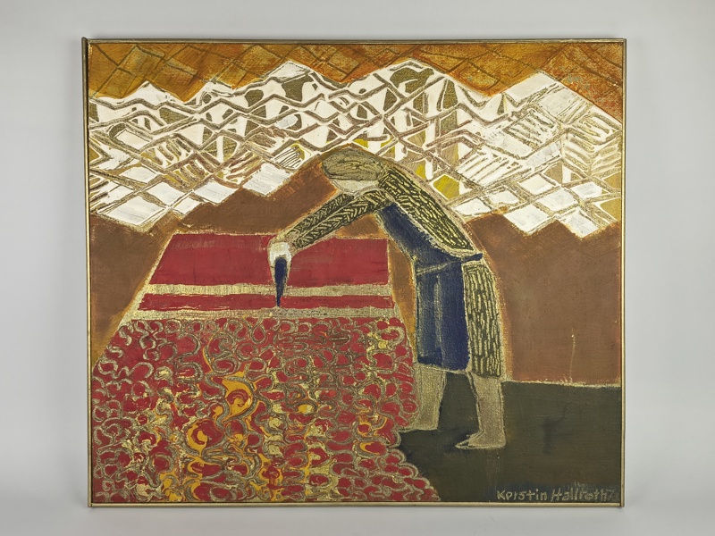 Olja på textil, Kerstin Hallroth, signerad