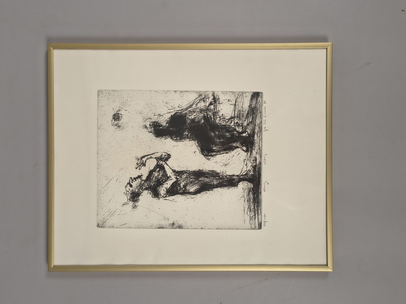 Etsning, "Viskning" Jan Bertil Andersson, signerad