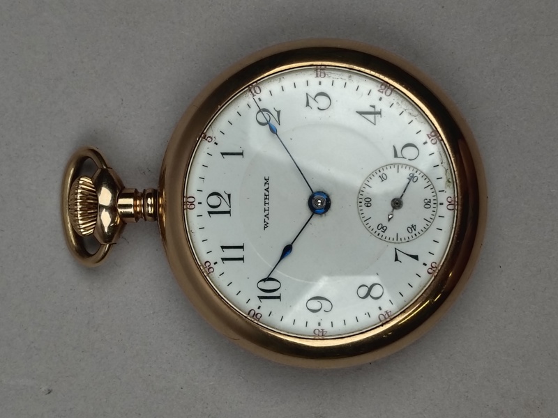 Fickur, Waltham mod. 1883  tillverkat 1908, Guldfylld boett