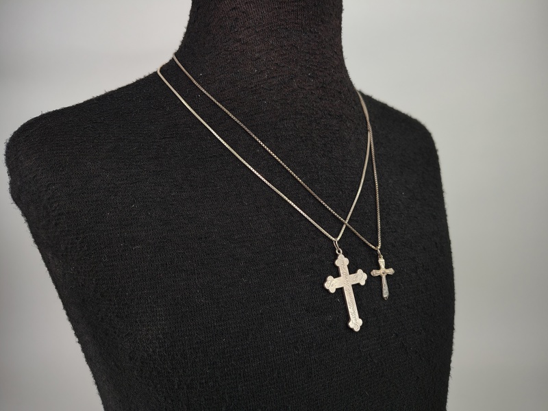 Halsband 2 st Silver med Korshänge