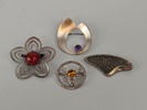 Broscher 4 st, Silver