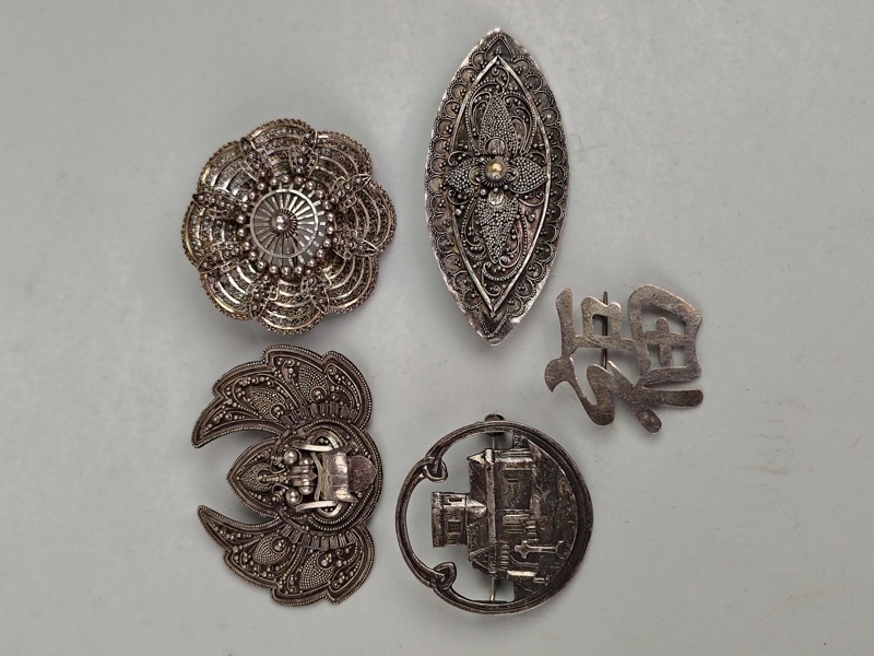 Broscher 5 st, Silver