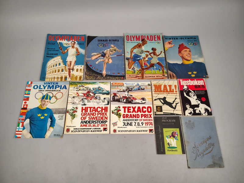 Sportlektyr bl.a. Matchprogram & vinter OS 1950-/1960-/1970- tal