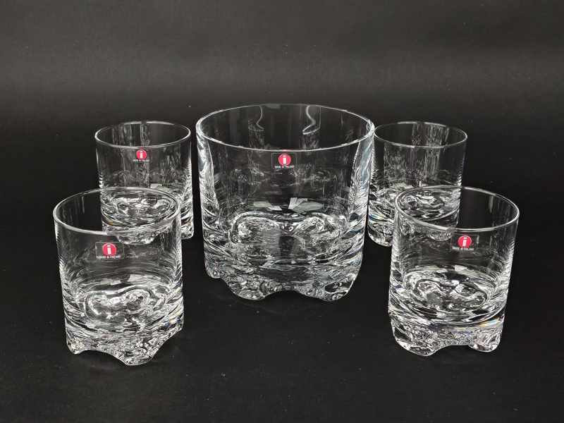Whiskeyglas & Ishink, "Gaissa" Tapio Wirkkala Iittala Finland, 5 delar
