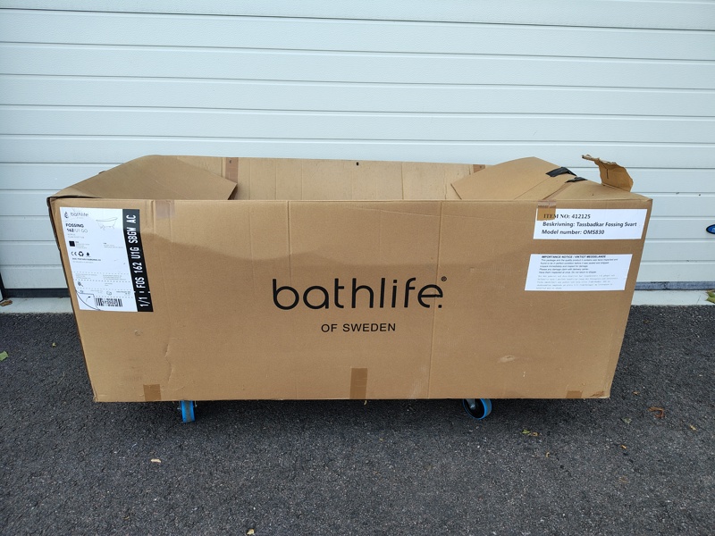 Badkar, Bathlife , Akryl, Svart med vit insida & kromade ben, Obegagnat