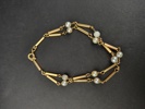 Armband, Stavlänk & pärlor, 18 k Guld