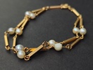 Armband, Stavlänk & pärlor, 18 k Guld