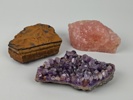 Mineral & Kristall, Ametist, Rosenkvarts & Tigeröga