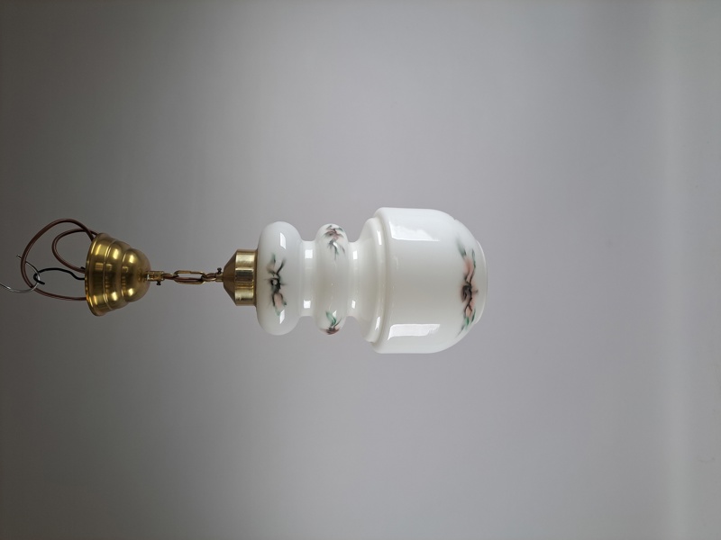 Taklampa, glas & vitmetall