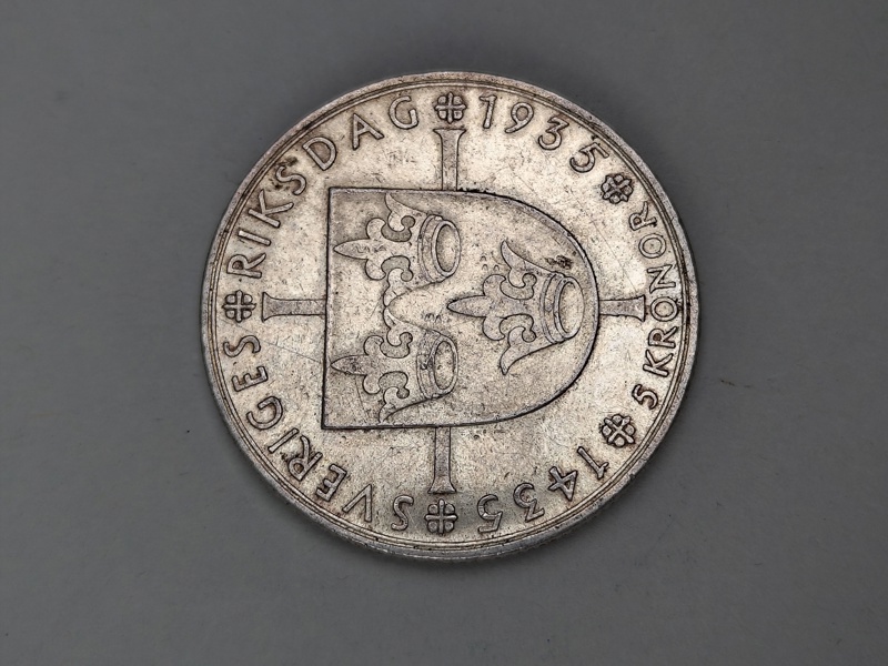 Mynt, 5 kr 1935 Silver