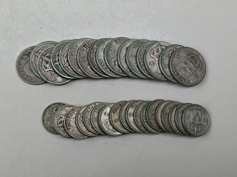 Silvermynt, 25 & 50 öre