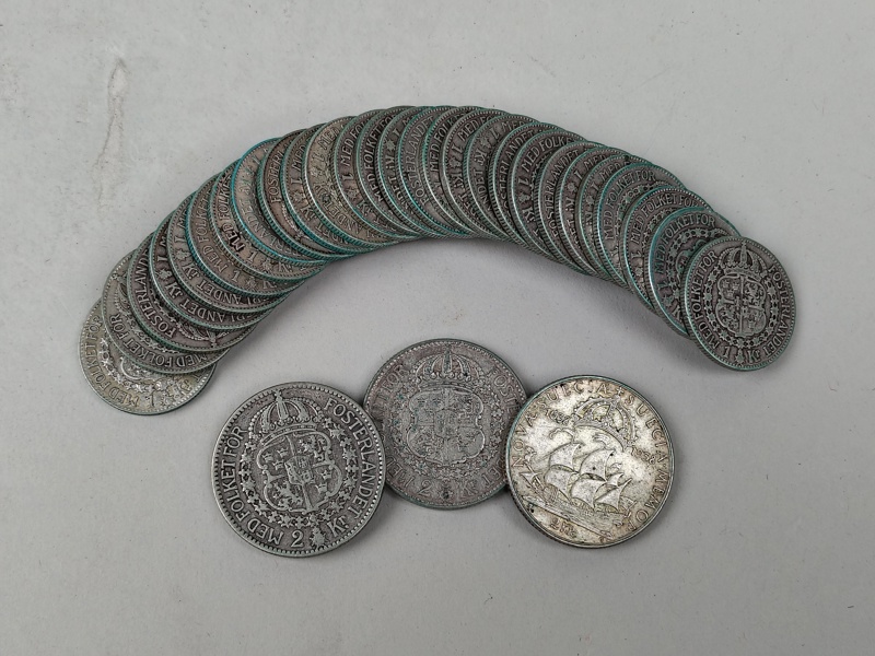 Silvermynt, 1 & 2 kr