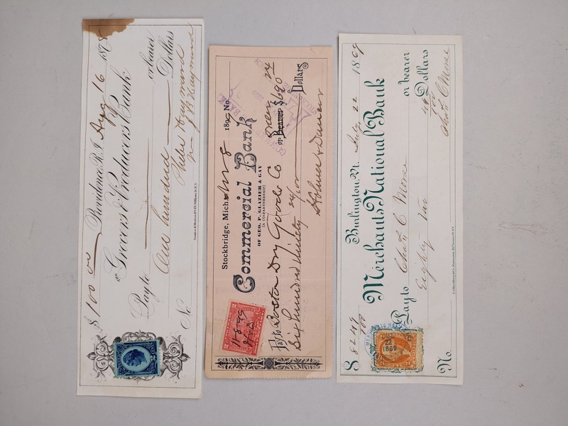 Bankcheck 3 st, 1800-tal America