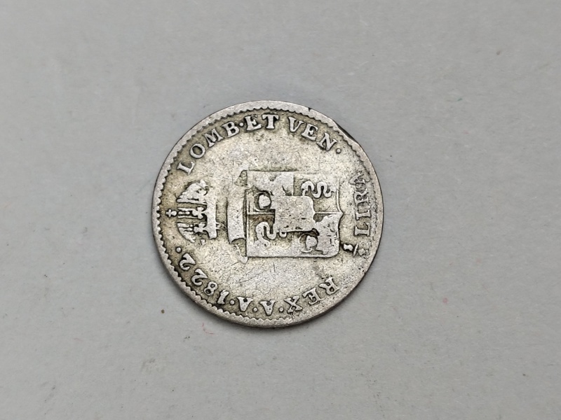 Mynt, 1/4 Lira 1822, Lombardiet Venedig Silver
