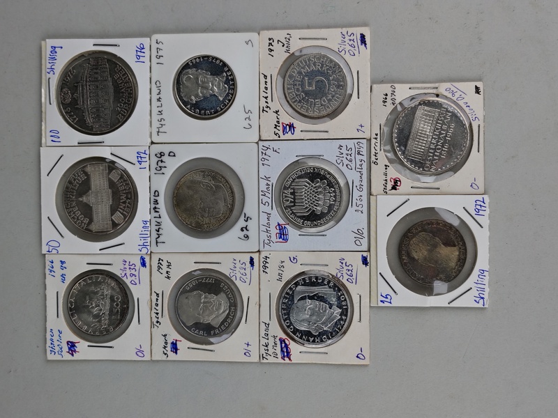 Silvermynt, 11 st Tyskland & Österrike