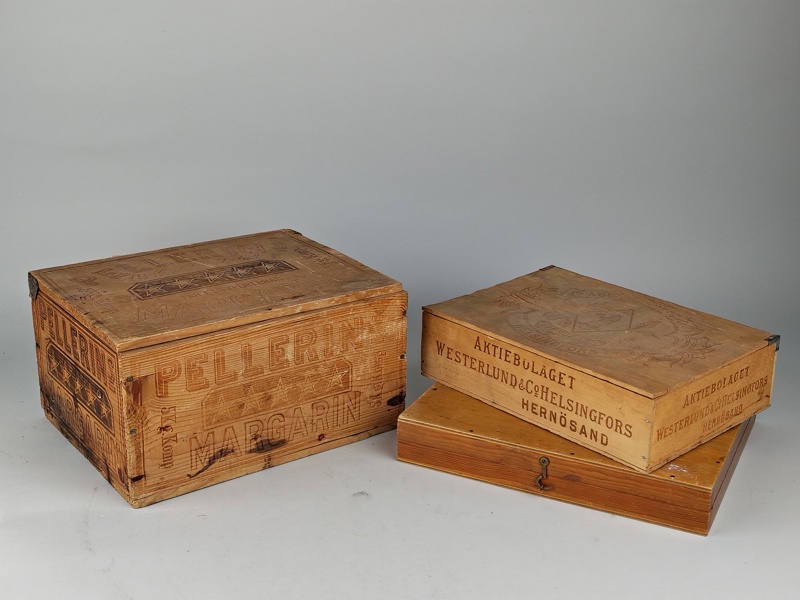 Trälådor bl.a. Pellerins margarin