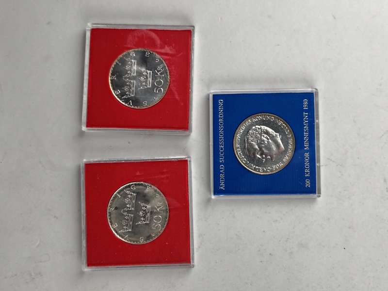 Minnesmynt, Silver bl.a. 200 kr 1980 925