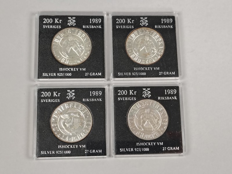 Jubileumsmynt Silver, 4 st 200 kr, Ishockey VM 1989