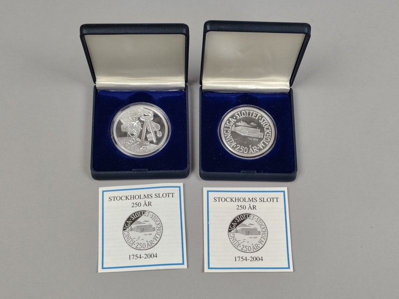 Jubileumsmynt, Silver 2 st 200 kr Stockholms Slott 250 år 2004