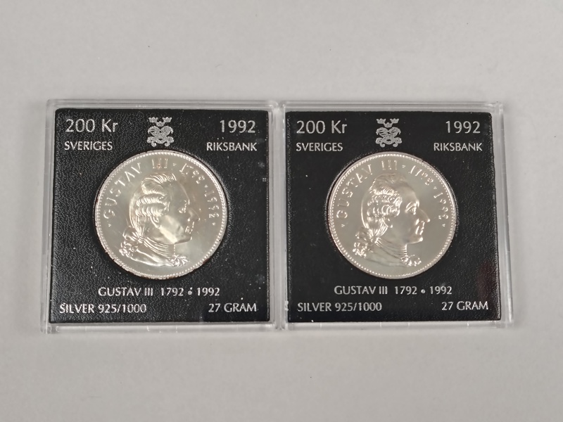 Jubileumsmynt, Silver 2 st200 kr Gustav III 1992