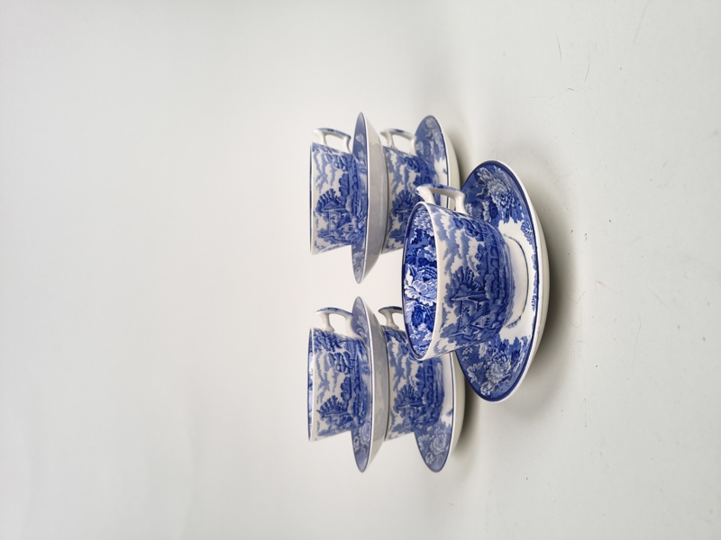 Kaffekoppar med fat, "English Scenery" Enoch Woods, Woods & Sons England