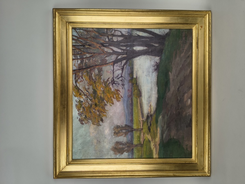 Olja på pannå, signerad, oidentifierad