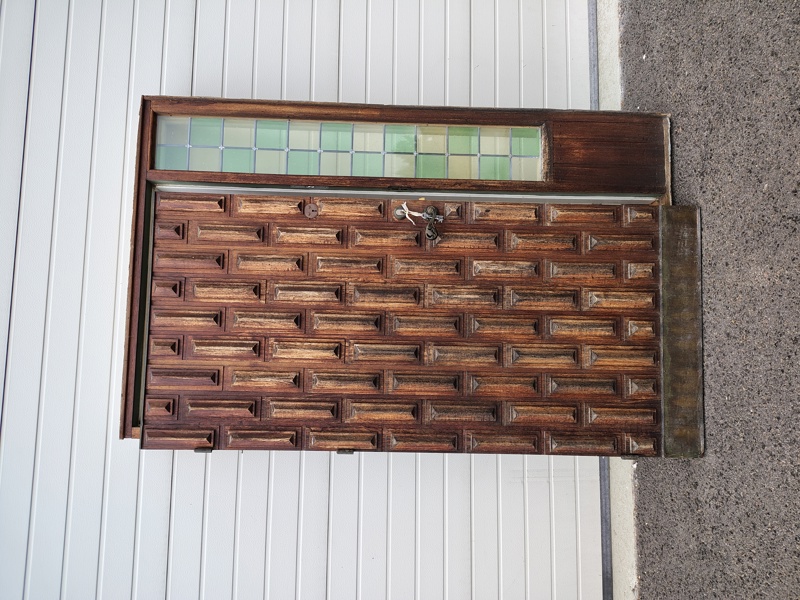  Dörr med karm, Blyinfattat glas & teak