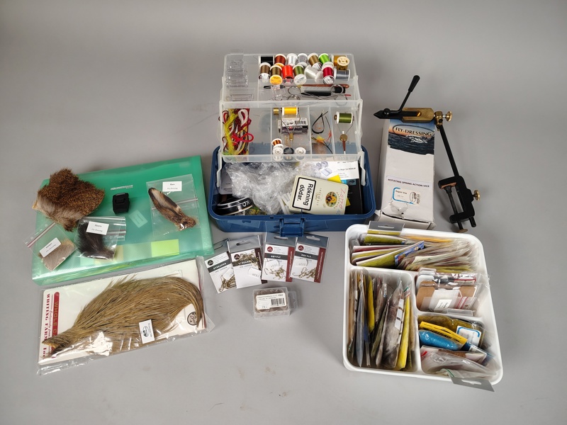 Flugbindning/flugfiske, material & städ